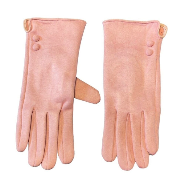 BABY BUTTON DETAIL PINK GLOVES Gloves FashionWear Collection Pink 