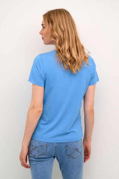 BASIC V NECK BLUE T SHIRT T-Shirt CREAM 