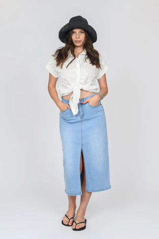BLEACH DENIM FRONT SLIT SKIRT Skirt GG Jeans 