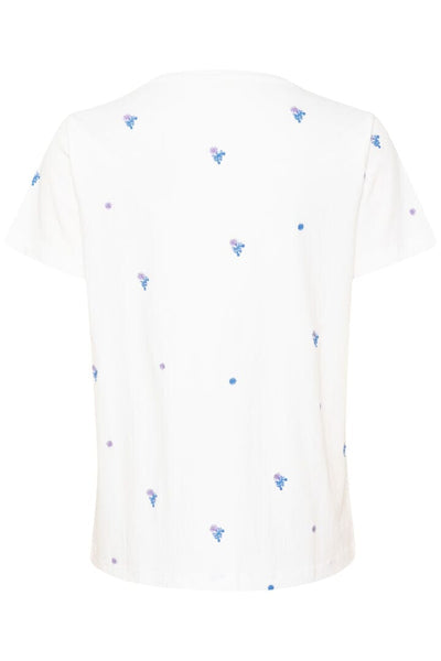 FLORAL EMBROIDERED COTTON T SHIRT T-Shirt CREAM 