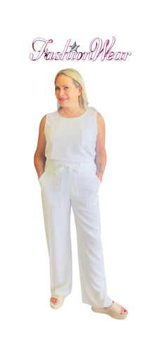 FLOWY BELTED WHITE PANT Top Bali 