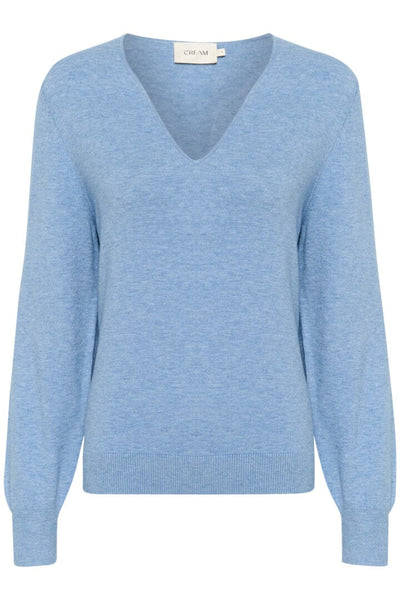 SOFT V-NECK LOOSE FIT BLUE PULLOVER Sweater CREAM 