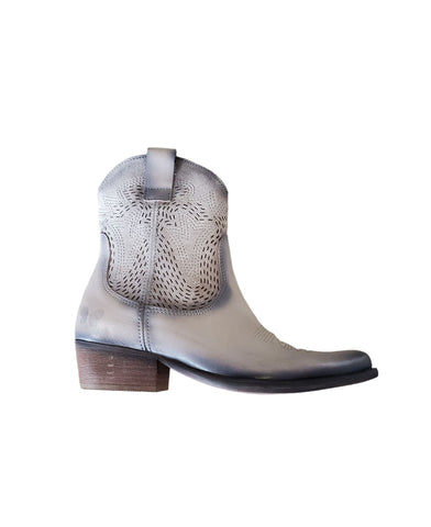 STITCHING DETAIL LEATHER COWBOY BOOT Bootie Felmini 36 Grey 