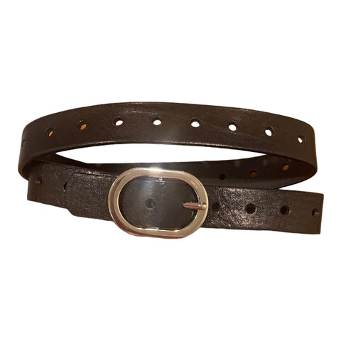THIN SMALL OVAL BUCKLE LEATHER BROWN BELT Belt Landes 