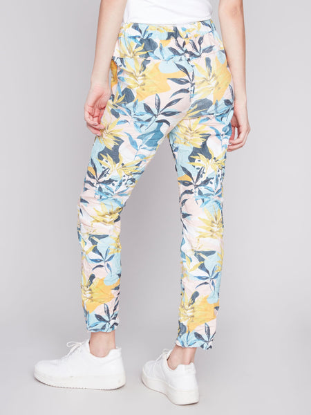 TROPICAL PRINT CRINKLE PULL ON CROPPED JOGGER Jogger Charlie B. 