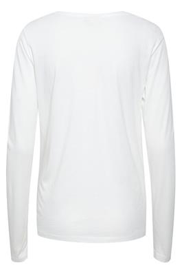 WHITE LONG SLEEVE V NECK T SHIRT Shirts & Tops CREAM 