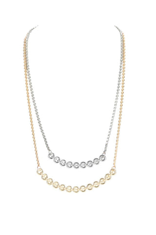 SHINY GOLD SILVER CIRCLE BAR NECKLACE Necklaces Merx Gold/Silver 