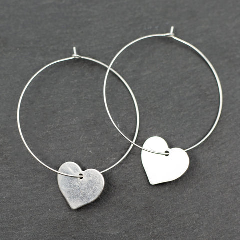 SILVER HEART ON HOOOP EARRINGS Earrings FashionWear Collection Silver 