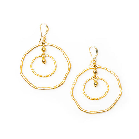 TEXTURED DOUBLE CIRCLE SHAPED EARRINGS Earrings FashionWear Collection Gold 