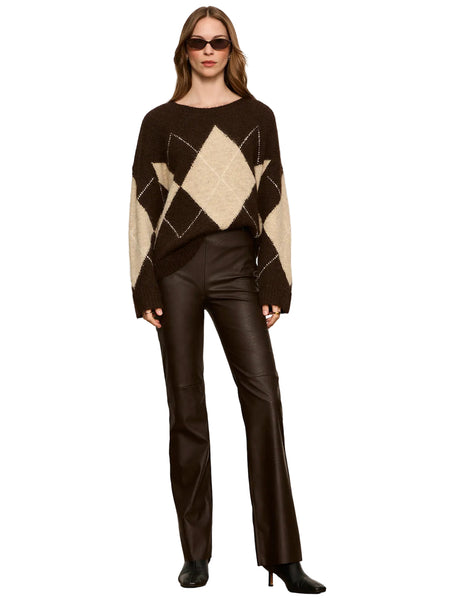 SANCTUARY SASHAY PULL ON BROWN FAUX LEATHER PANT