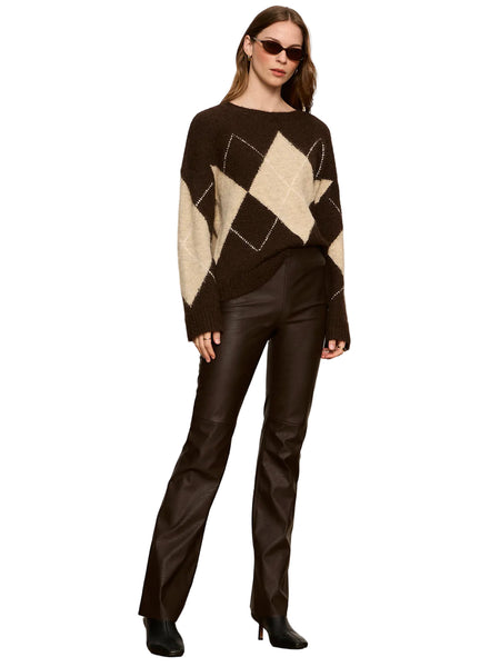 SANCTUARY SASHAY PULL ON BROWN FAUX LEATHER PANT