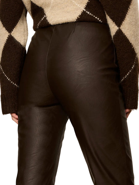 SANCTUARY SASHAY PULL ON BROWN FAUX LEATHER PANT