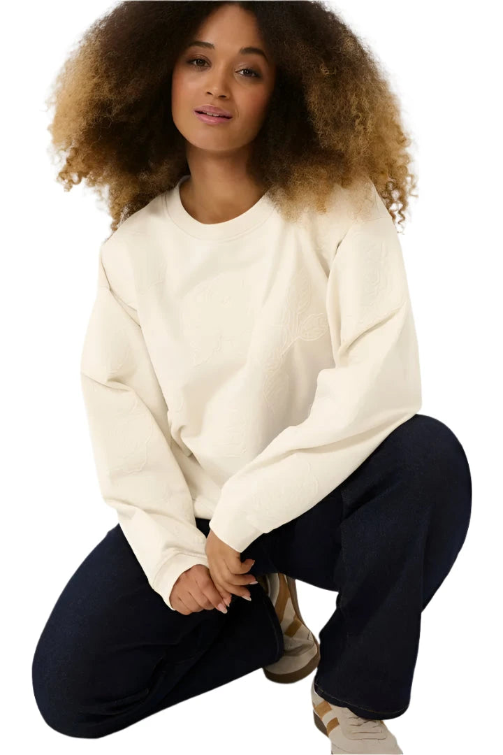 100% COTTON CREAM SWEATSHIRT Sweater CREAM S Cream 