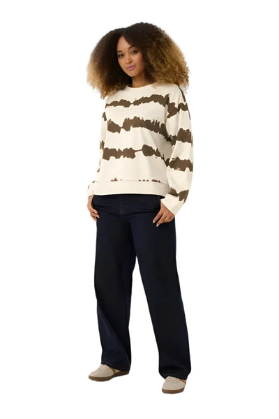 100% COTTON TIE DYE SWEATSHIRT Sweater CREAM 