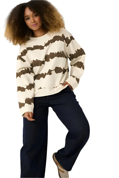100% COTTON TIE DYE SWEATSHIRT Sweater CREAM 
