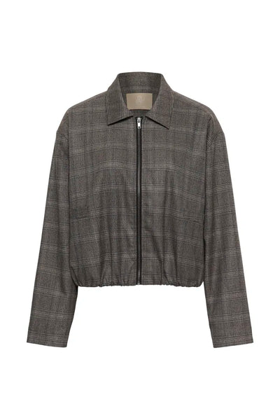 GREY CHECK CROP JACKET