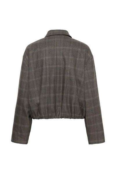 GREY CHECK CROP JACKET