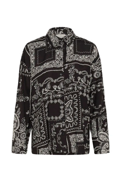 BLACK BANDANA PRINT BUTTON DOWN TOP