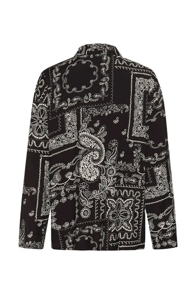 BLACK BANDANA PRINT BUTTON DOWN TOP