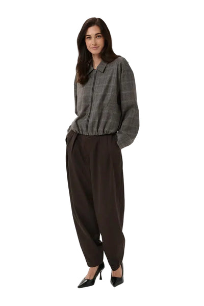 GREY CHECK CROP JACKET
