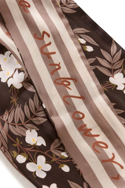 FLORAL STRIPE SATIN SCARF