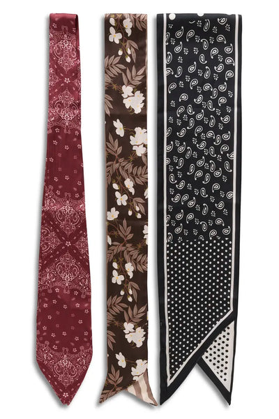 BURGUNDY BANDANA SATIN SCARF