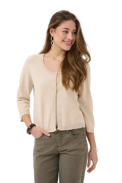 3/4 SLEEVE CROP BEIGE CARDIGAN Top CREAM 