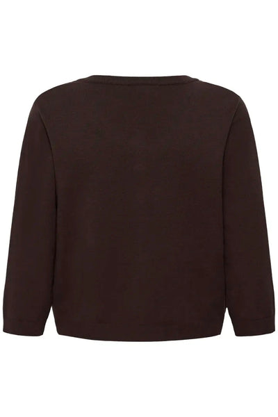 3/4 SLEEVE CROP BROWN CARDIGAN Top CREAM 