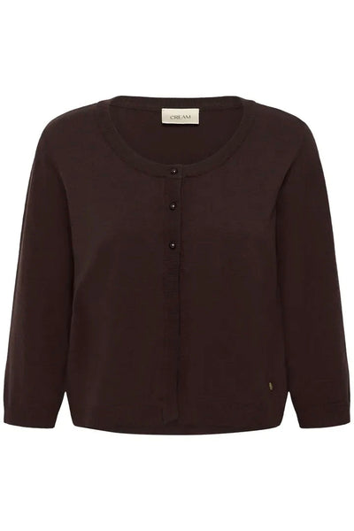 3/4 SLEEVE CROP BROWN CARDIGAN Top CREAM 