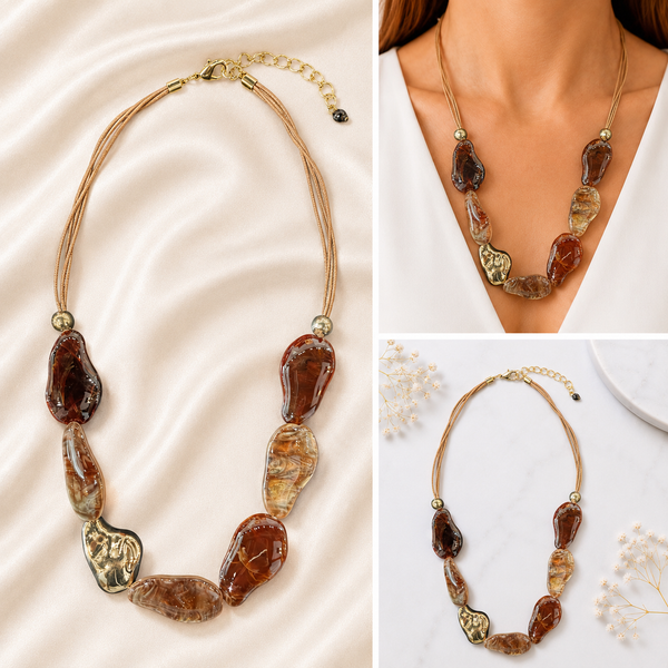 OVAL BROWN STONE  NECKLACE
