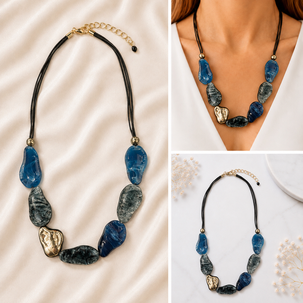 OVAL BLUE STONE NECKLACE