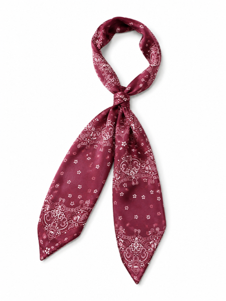BURGUNDY BANDANA SATIN SCARF