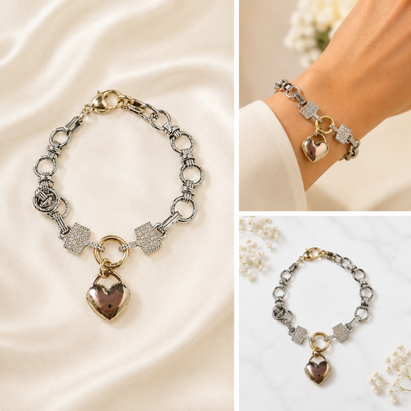 COLLIER EN ARGENT PENDENTIF COEUR BLANC À TROIS RANGS