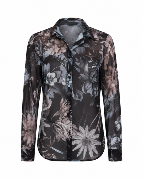 VESTE COURT IMPRIMÉ FLEURI À OURLET FRAYÉ
