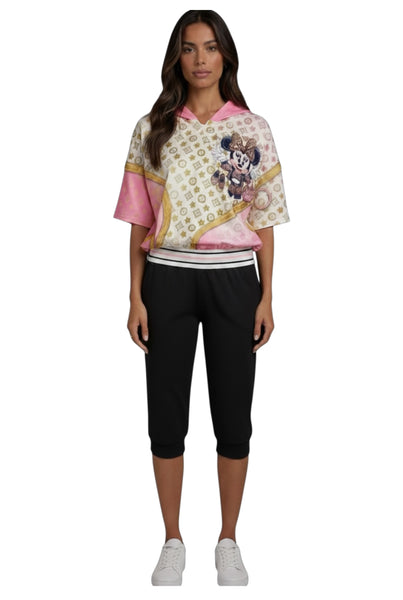 PINK MIX CUTE CHARACTER HOODY TOP