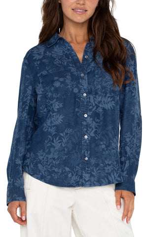 BLUE TONE ON TONE BLUE BUTTON DOWN SHIRT