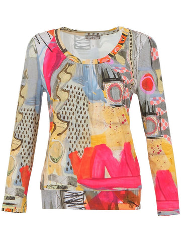 ABSTRACT AUTUMN PRINT CREW NECK TOP Top Dolcezza S Abstract Autumn 