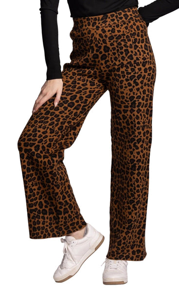 ANIMAL PRINT ELASTIC WAIST PULL ON PANT Pant Charlie B XS Leopard P916 