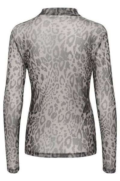 ANIMAL PRINT MESH LONG SLEEVE TOP Top Kaffe 