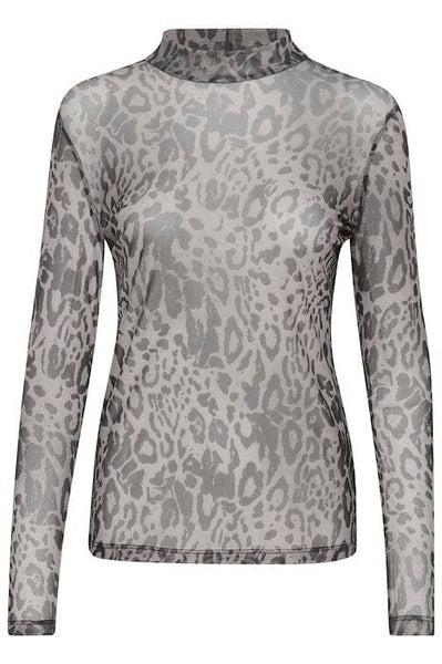 ANIMAL PRINT MESH LONG SLEEVE TOP Top Kaffe 