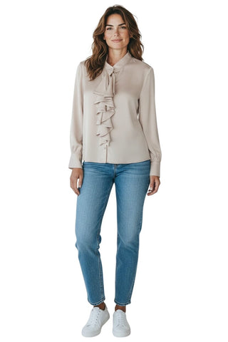 ANTIQUE ROSE FRONT RUFFLE BUTTON DOWN BLOUSE Blouse Bali 