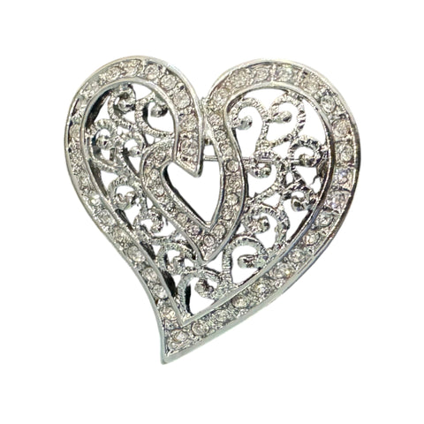 ANTIQUE SILVER HEART BROOCH Brooch FashionWear Collection 