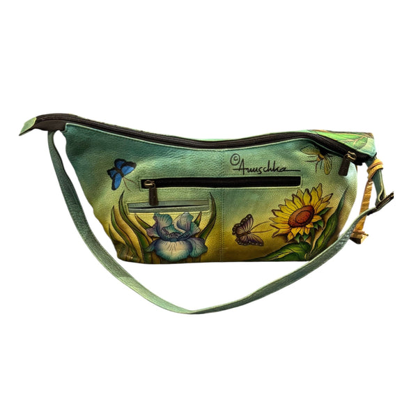ANUSCHKA HAND PAINTED SUN FLOWER LEATHER HANDBAG Handbag Anuschka 
