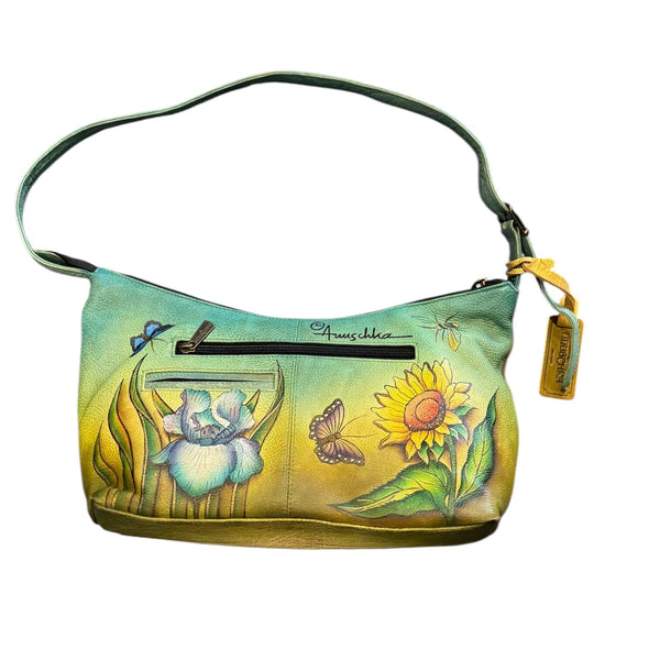 ANUSCHKA HAND PAINTED SUN FLOWER LEATHER HANDBAG Handbag Anuschka 