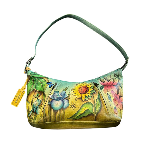 ANUSCHKA HAND PAINTED SUN FLOWER LEATHER HANDBAG Handbag Anuschka 
