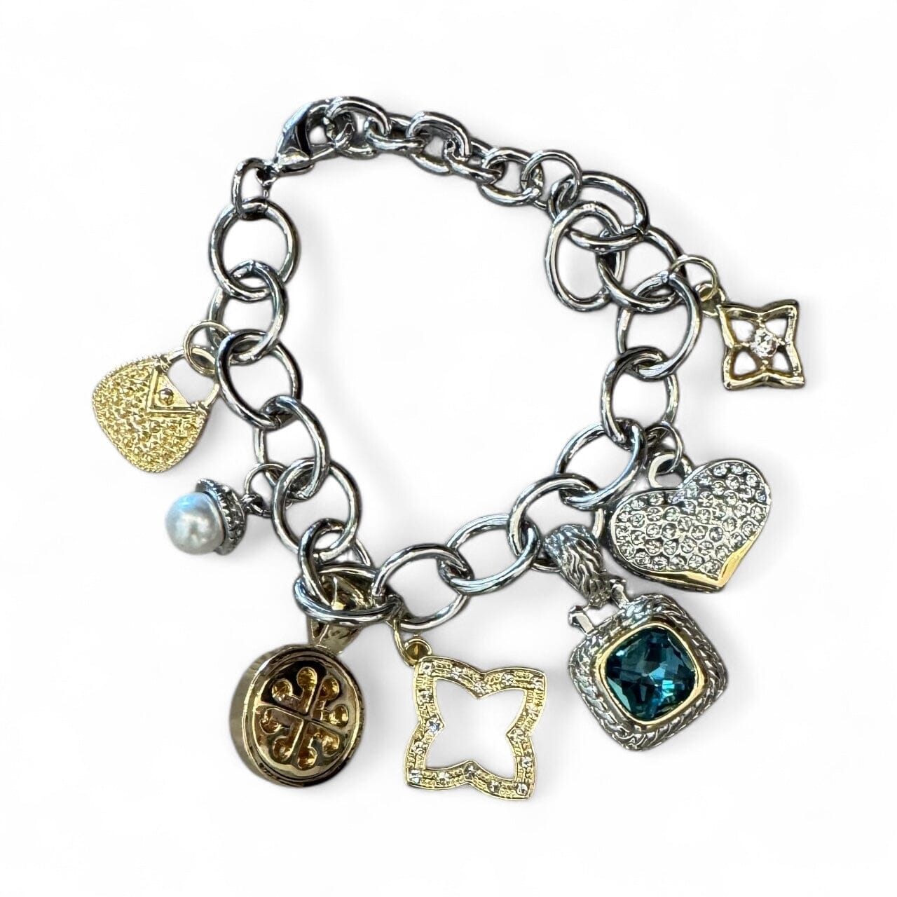 ASSORTED CHAIN LINK CHARM BRACELET Bracelet FashionWear Collection Silver 