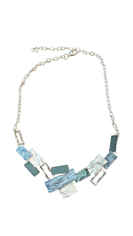 ASSORTED SHAPE BLUE SHAPE SILVER NECKLACE Necklaces FashionWear Collection Blue/Silver 