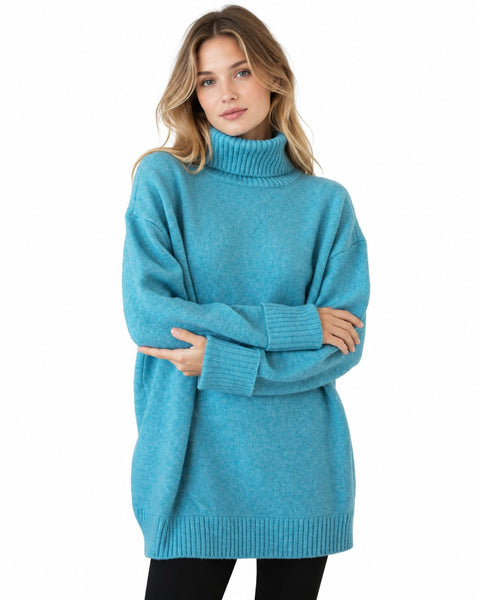 AZURE BLUE DOG WALKER COZY CHUNKY SWEATER SWEATER Eco Verde O/S Azure Blue 