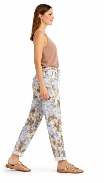 BABY BLUE FLORAL PRINTED CRINKLE JOGGER Pants Elissia 