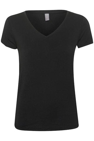 BASIC BLACK SOFT V NECK T SHIRT T-Shirt CREAM S Black 